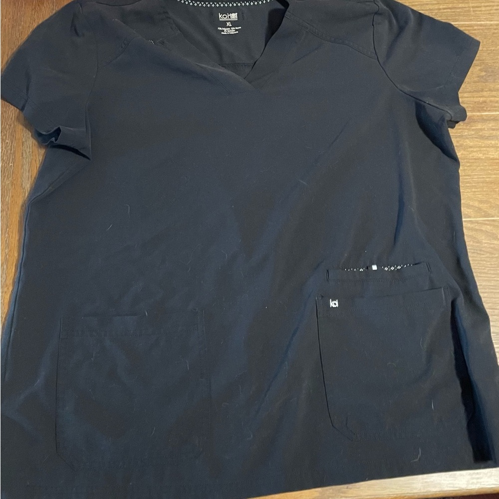 Koi Black V-Neck Scrub Top